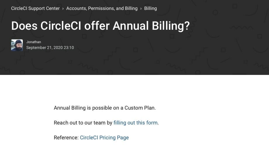 CircleCI annual pricing
