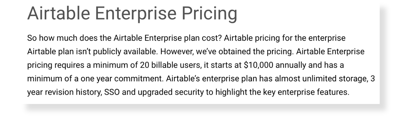 Airtable enterprise pricing