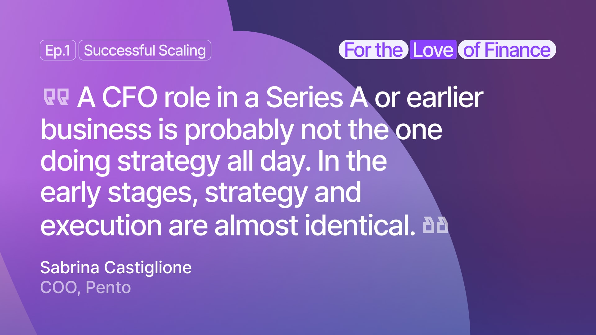 A CFO role in a Series A or earlier business is probably not one that is doing strategy all day. In the early stages, strategy and execution are almost identical.